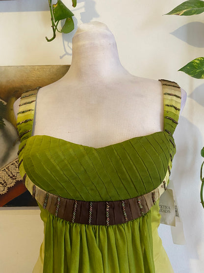 100% silk brand new green ombré mini