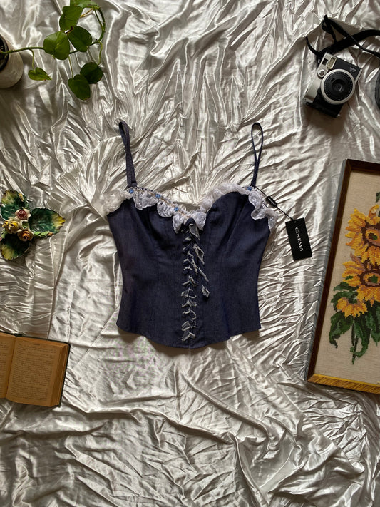 Denim zinas couture brand new corset