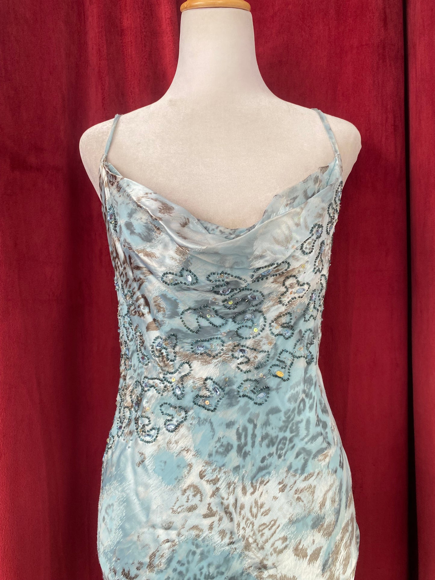 Desert Leopard Silk gown in baby blue