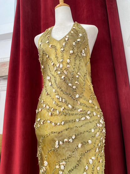 Olive Opulence Crystal Gown