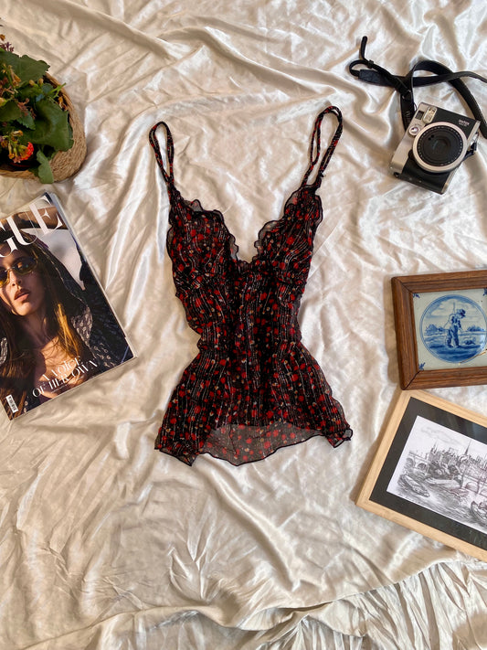 Lingerie see through top with floral details 💐