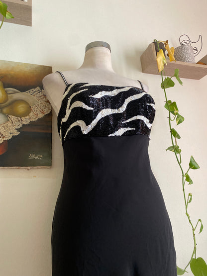 Handbeaded maxi black gown