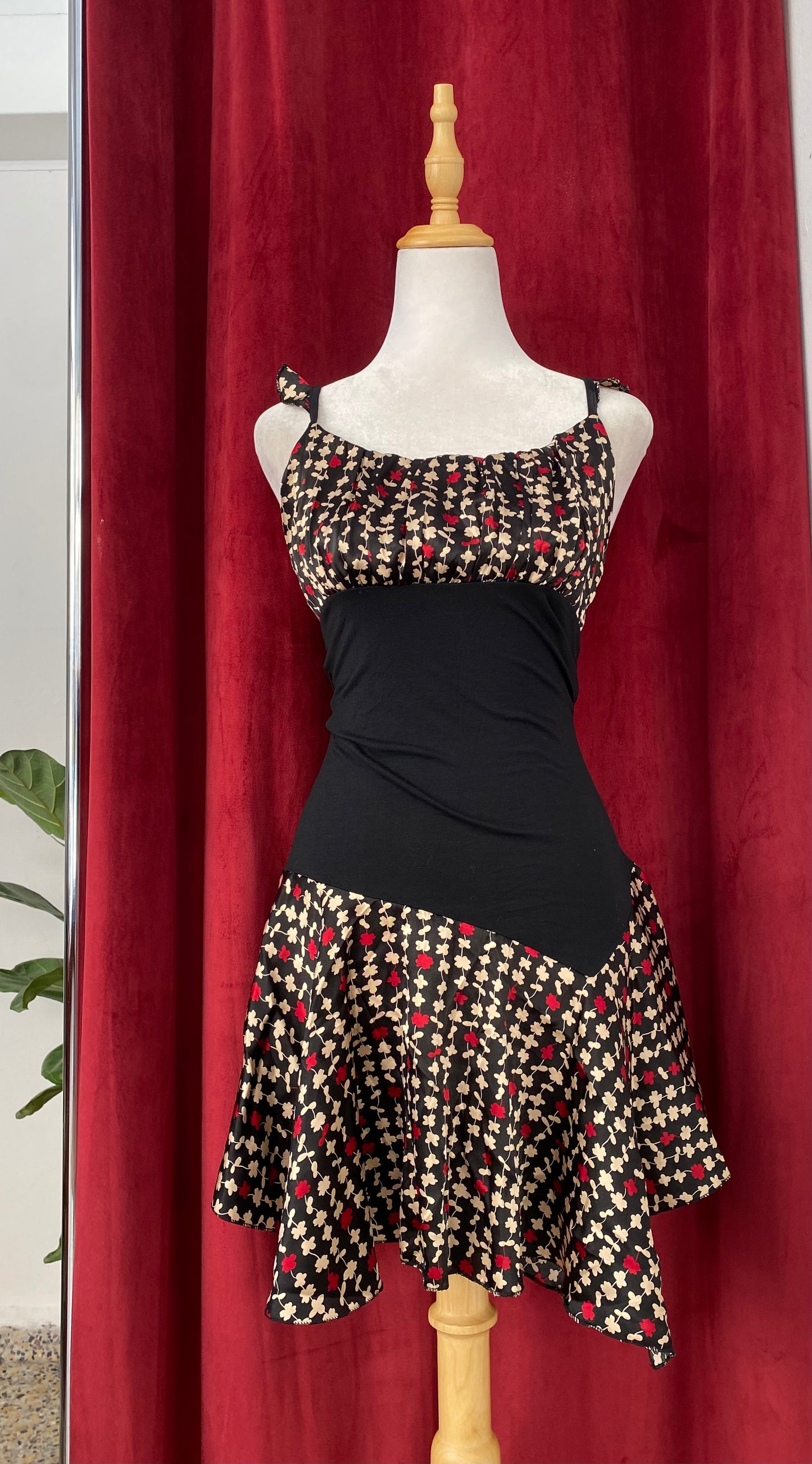 Black floral dress.