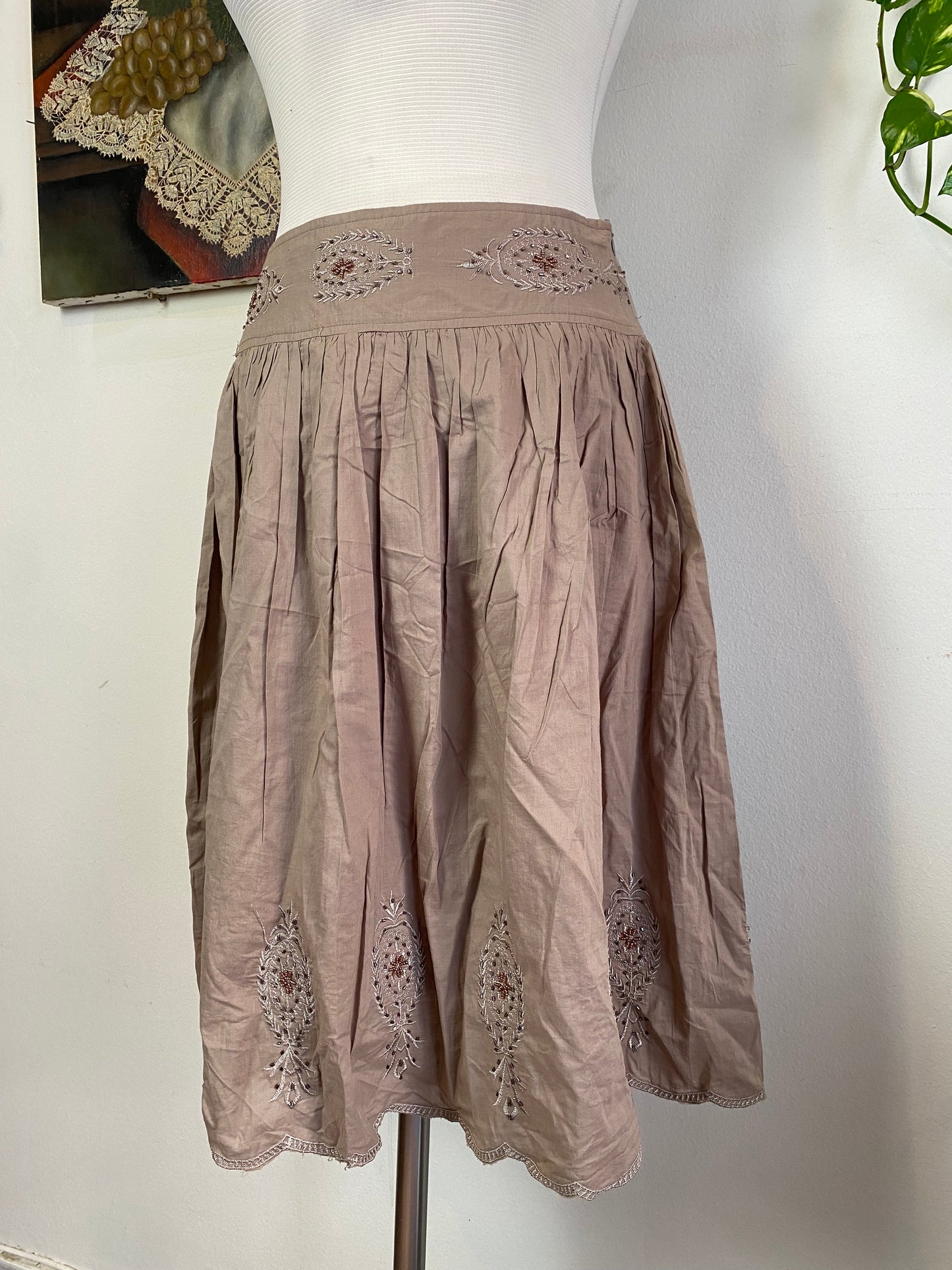 Brand new light brown beaded summer skirt