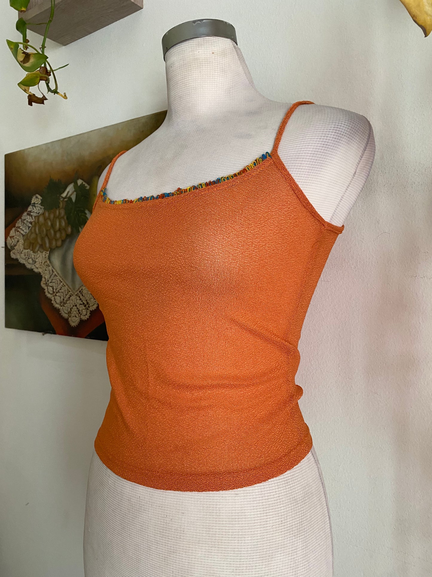 Brand new orange crochet like top