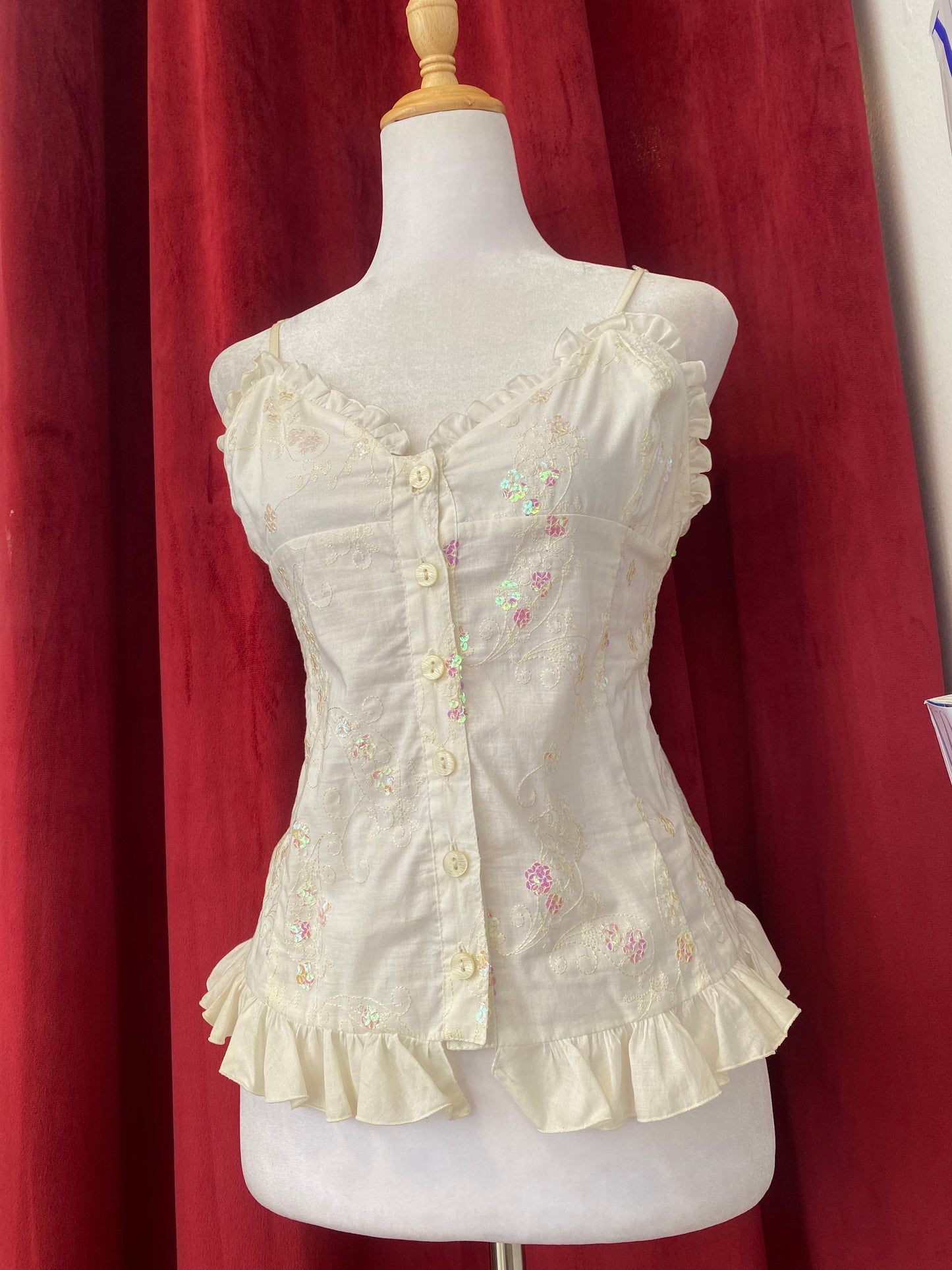 Linen sequin white top 🤍