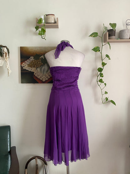 100% silk brand new handbeaded purple gown