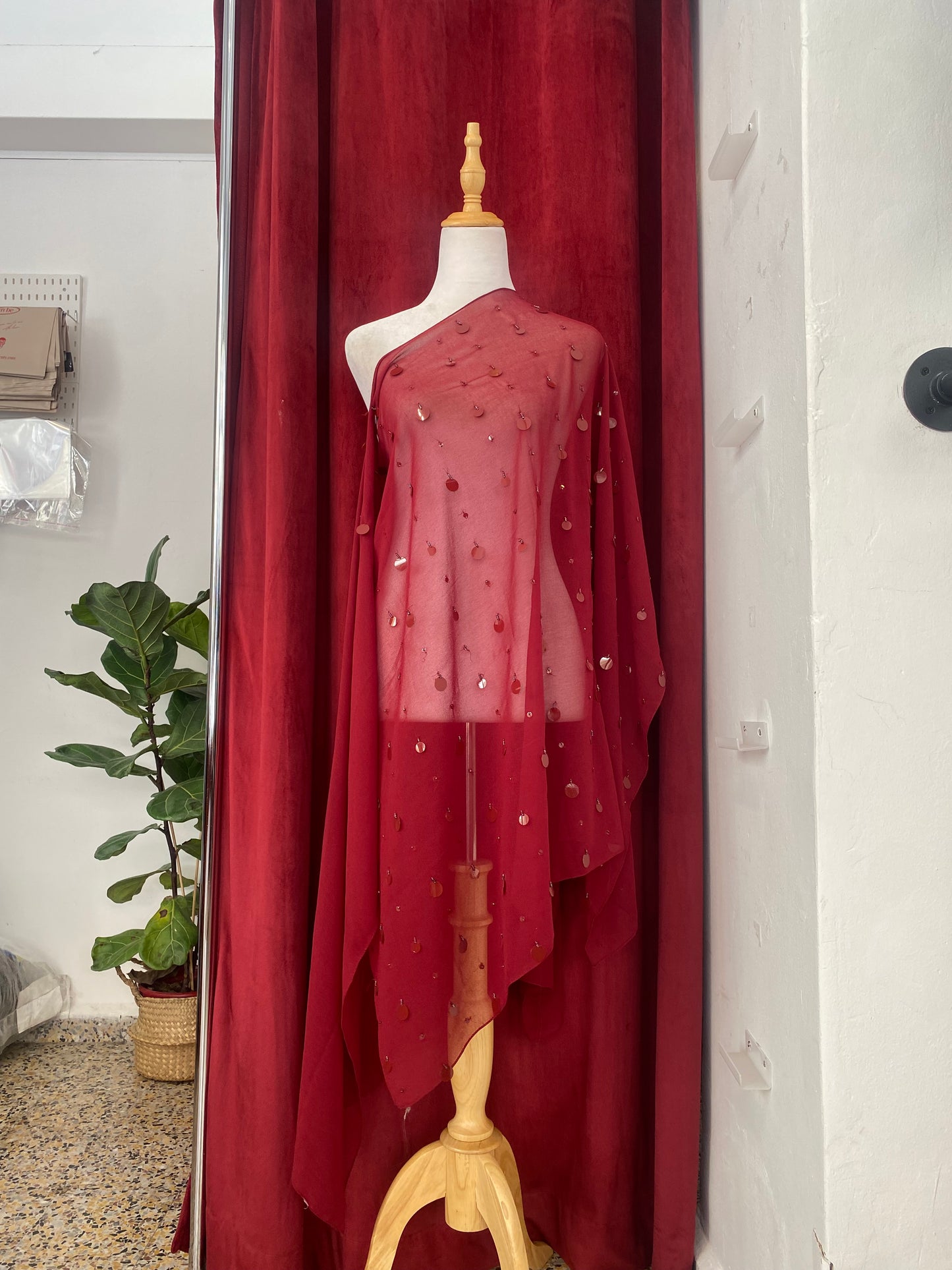 Burgundy sequin beach cover up