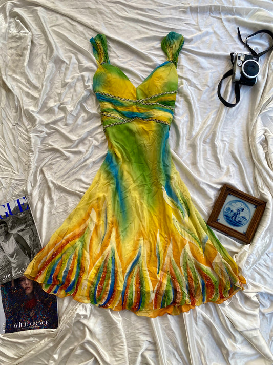 100% silk brand new multicoloured gown