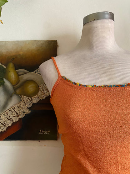 Brand new orange crochet like top