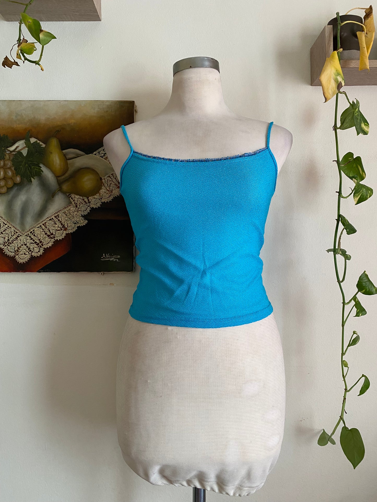 Brand new baby blue crochet like top