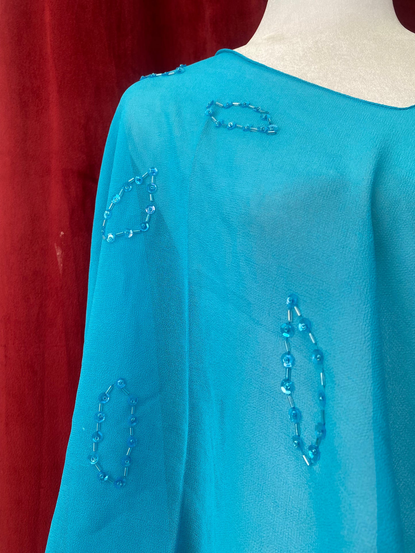 Baby blue sequin poncho 🦋