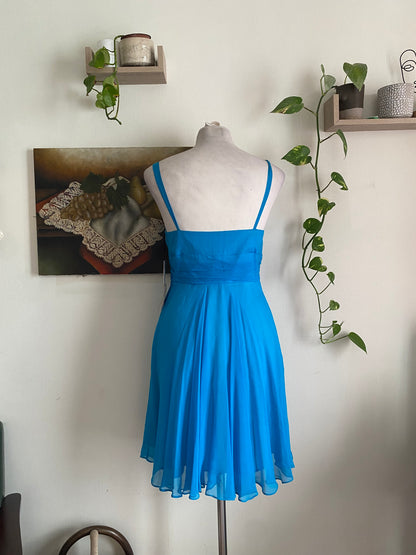 100% silk brand new mini blue dress