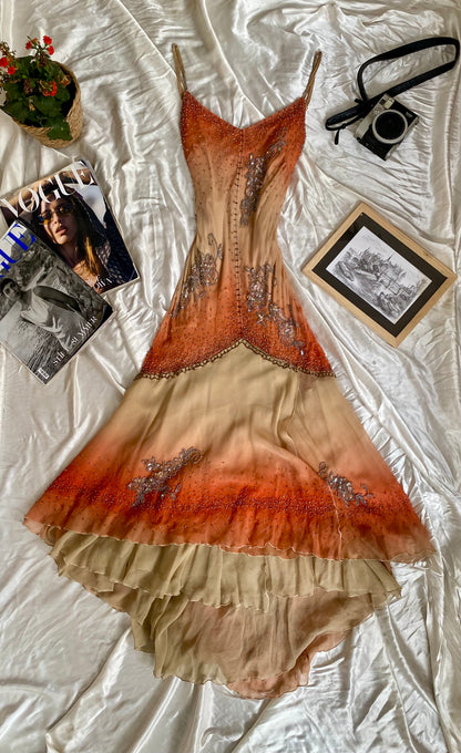 100% silk caramel gown 🧡