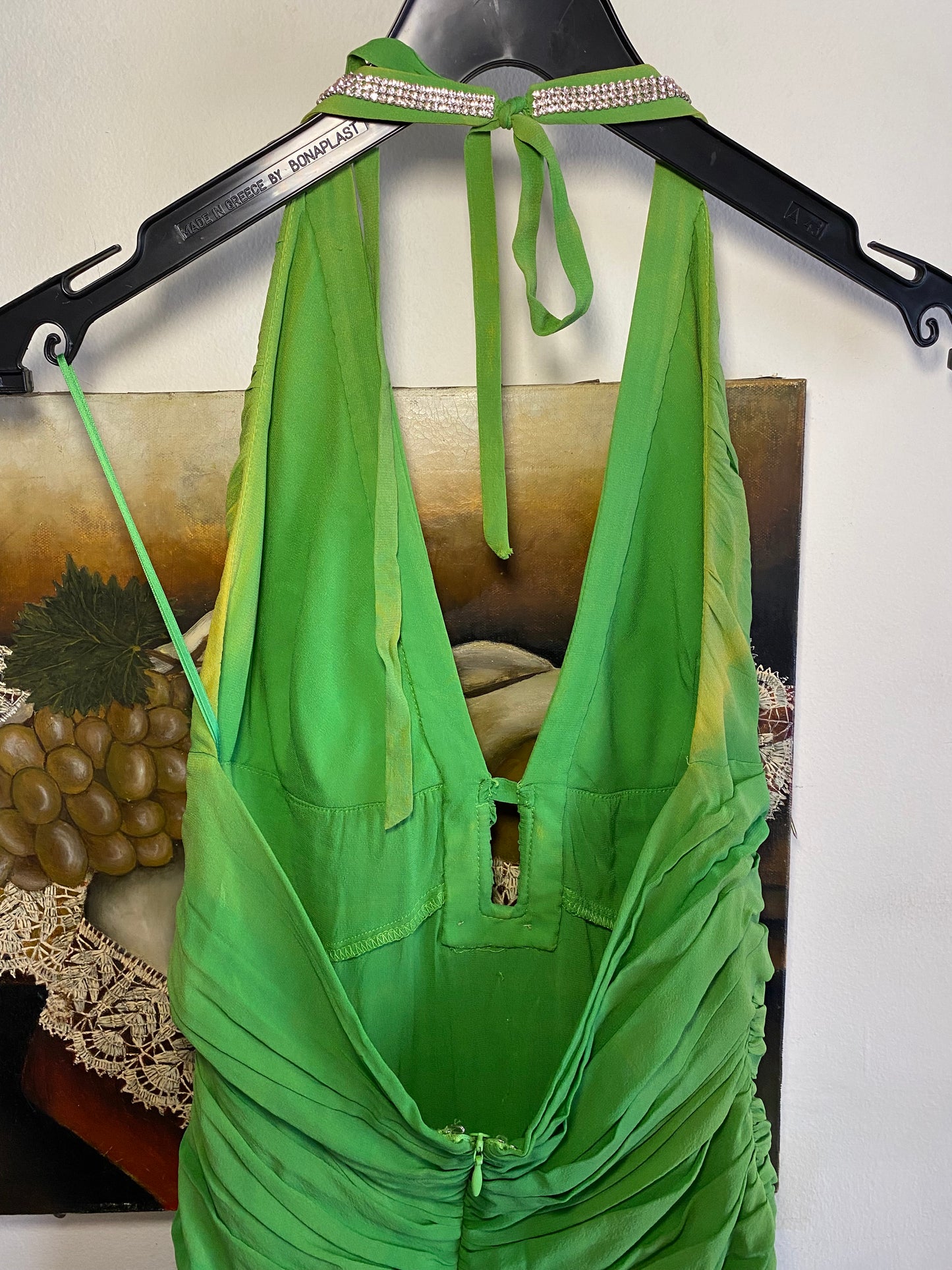 100% silk brand new haute couture two toned dress with sequin details