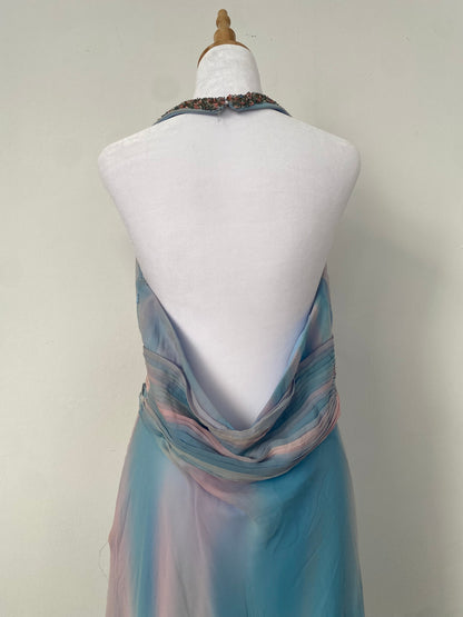 100% silk brand new all over handbeaded one of a kind gown