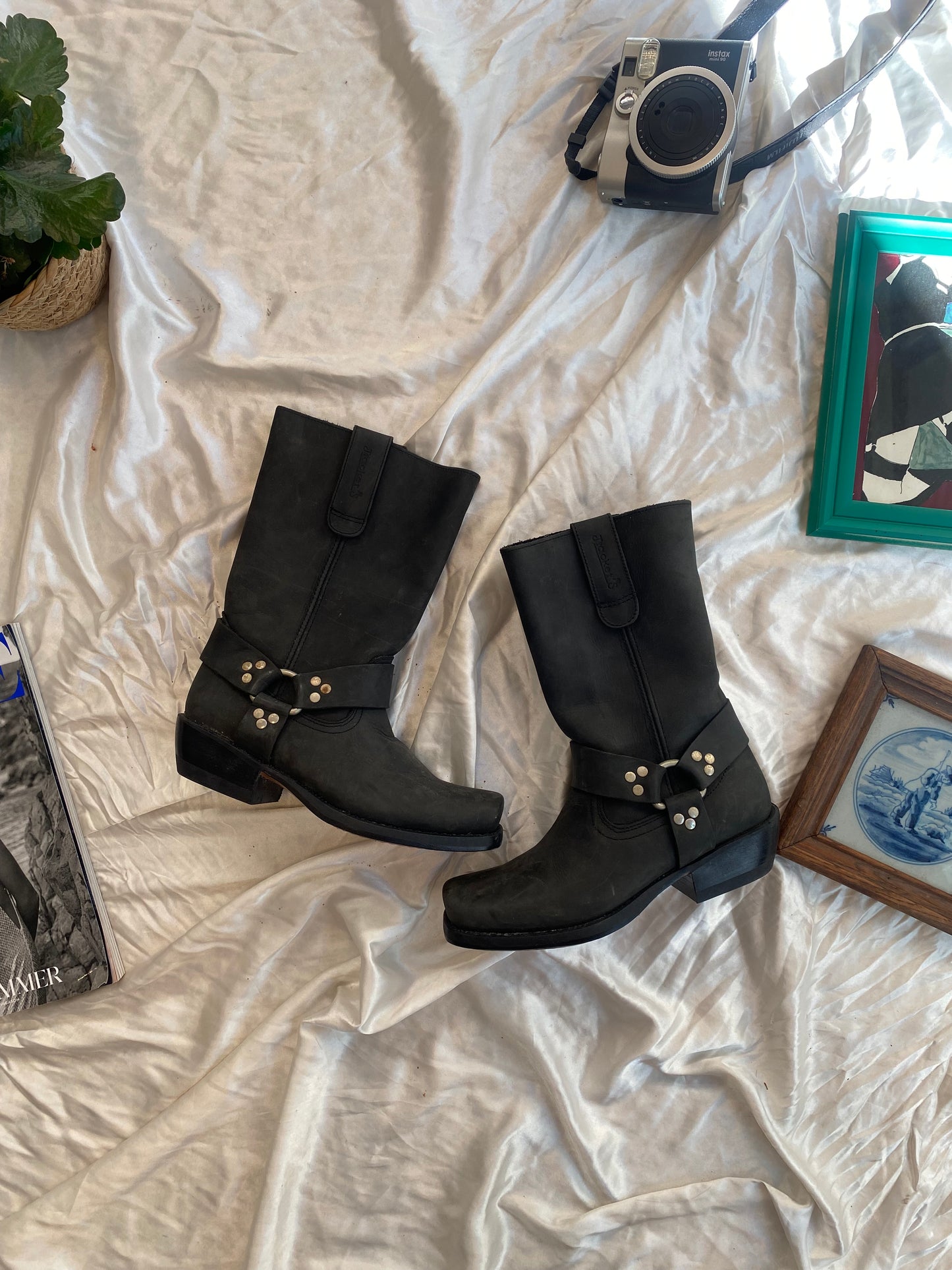 Leather brand new vintage black cowboy boots