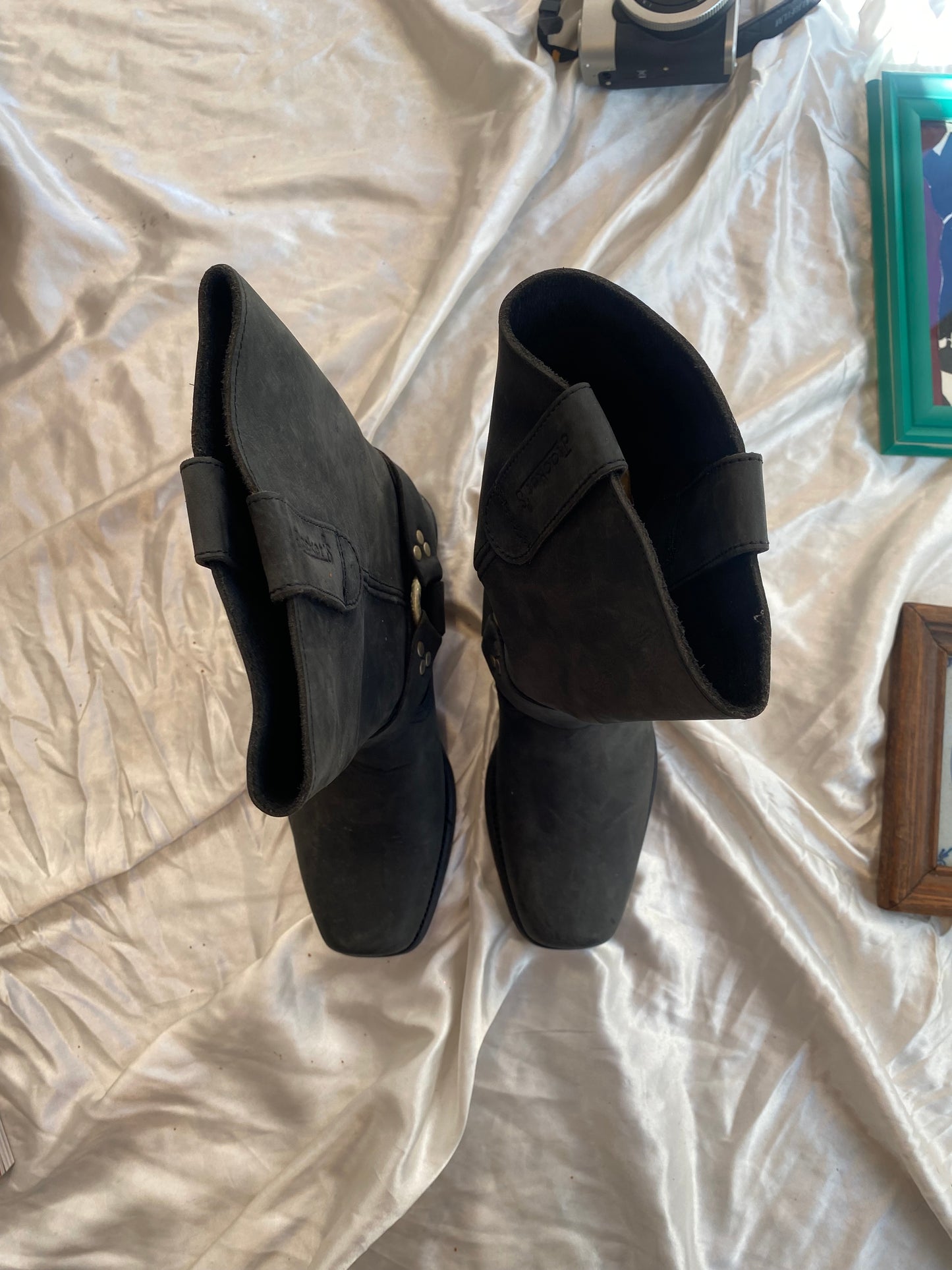 Leather brand new vintage black cowboy boots