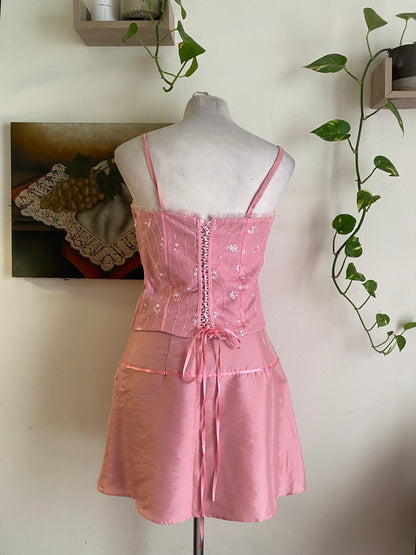 Y2K light pink organza set