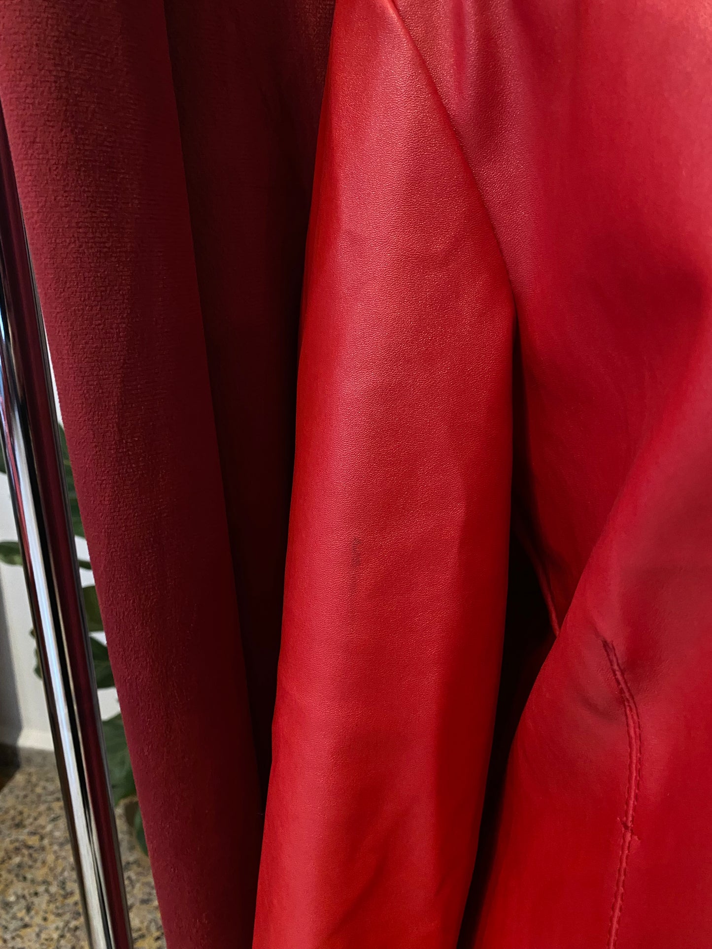 Vegan leather red biker jacket 💋