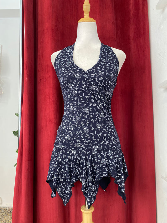Dark blue flower top