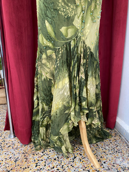 100% silk green ethereaal gown