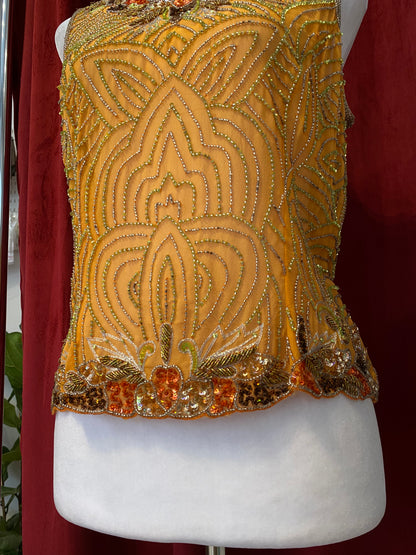 100% silk brand new orange aftershock handbeaded top🧡