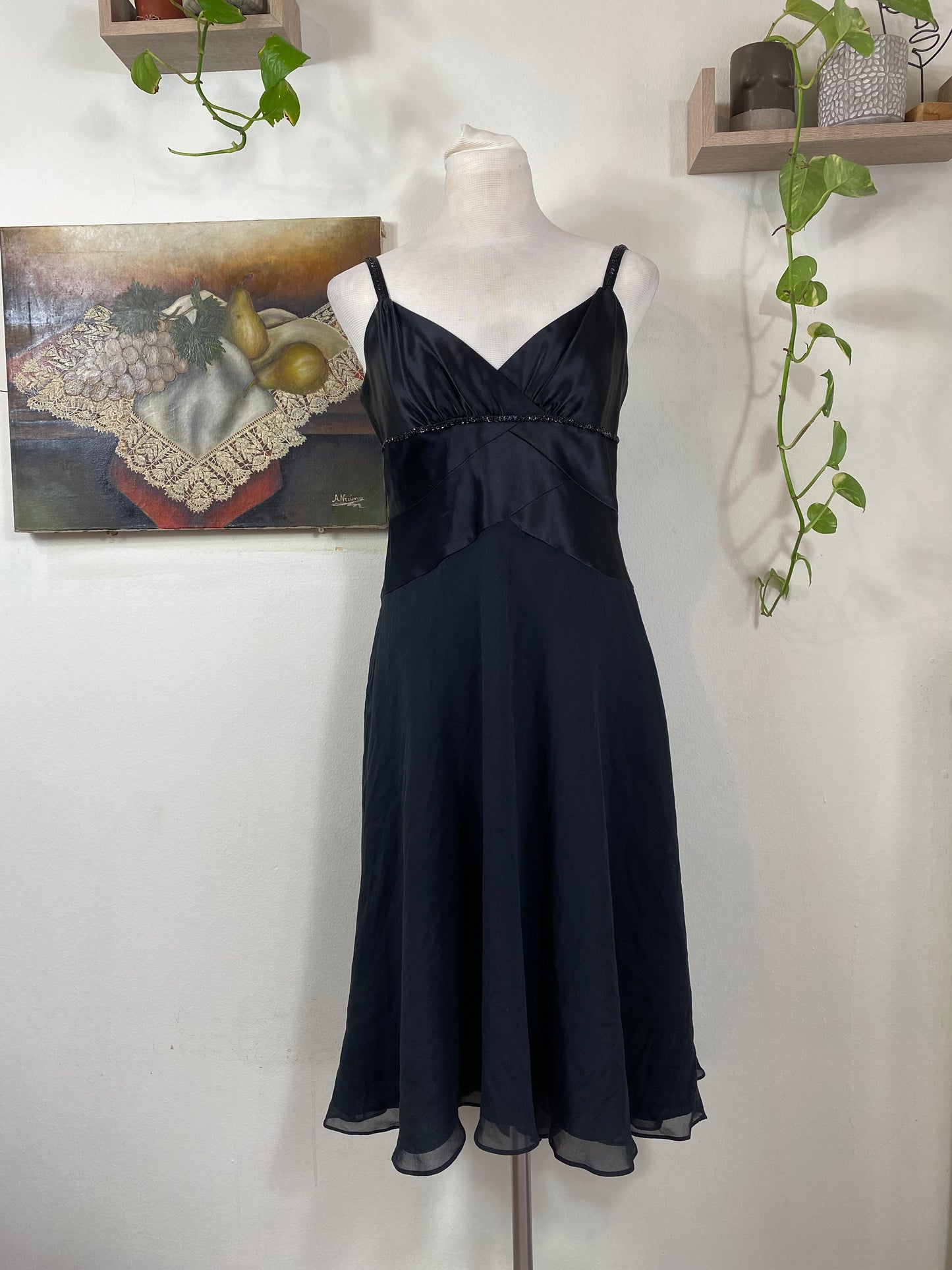 Black midi gown with sequin details