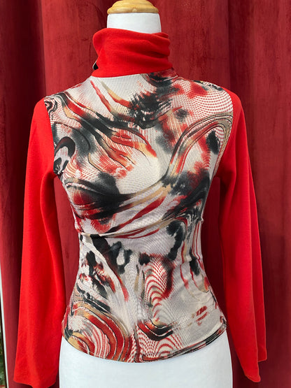 Brand new multicoloured turtleneck with red details