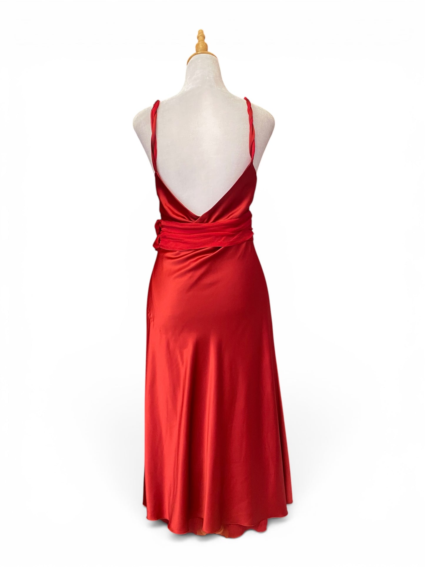 Red wine satin dress