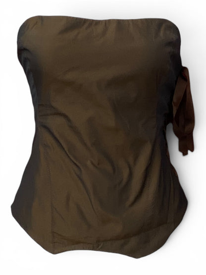 Brown organza corset with lace up details