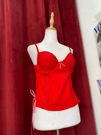 Red lace up corset 💋