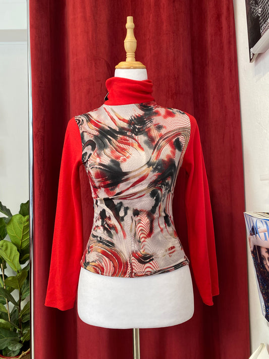 Brand new multicoloured turtleneck with red details