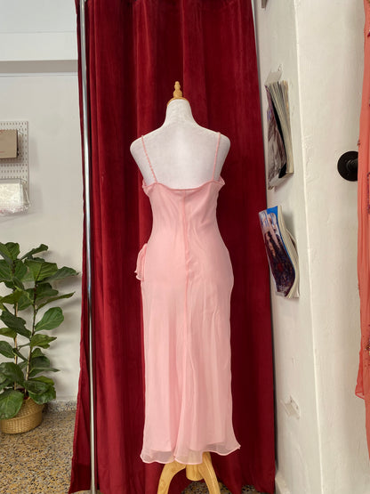 Bubblegum pink sequin chiffon gown