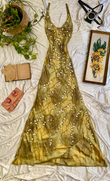 Olive Opulence Crystal Gown