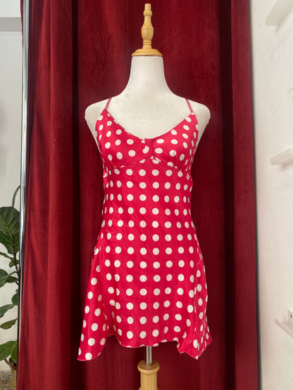 Pink satin polka dot top