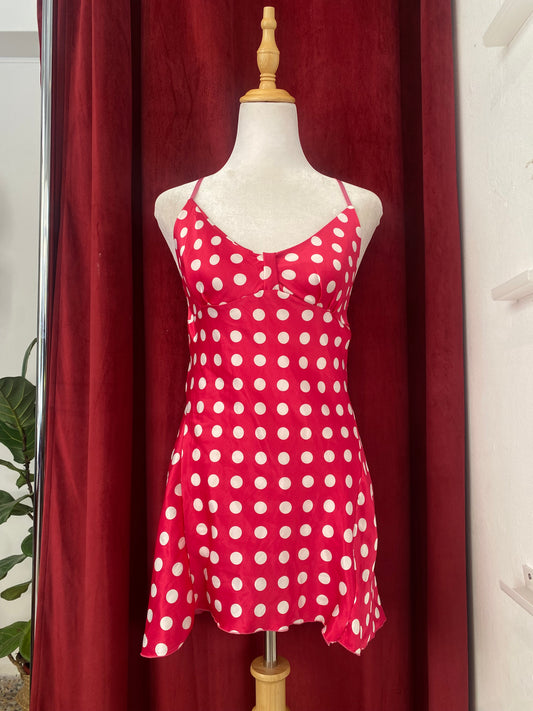 Pink satin polka dot top