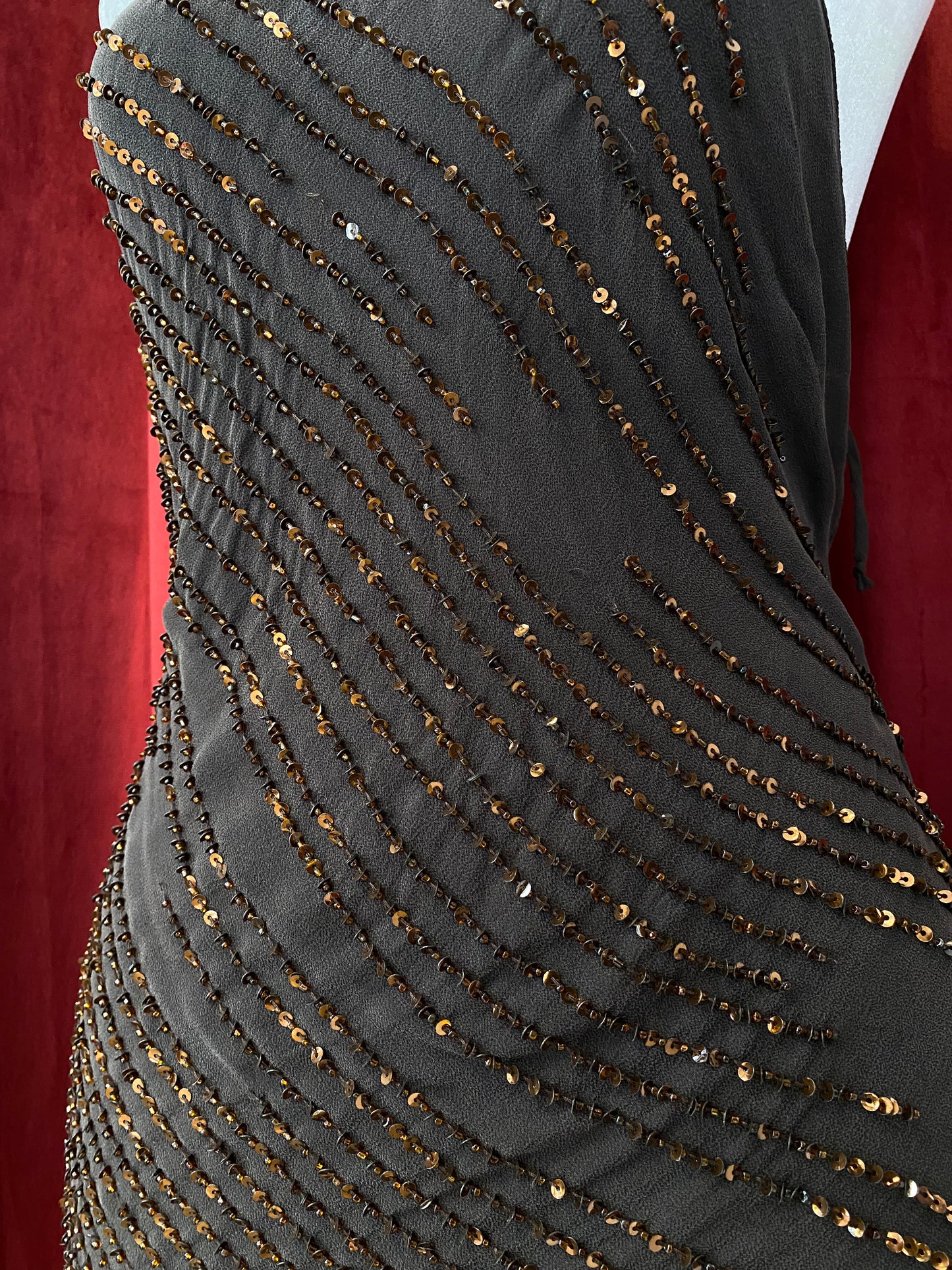 Silk dark brown sequin summer top ☕️