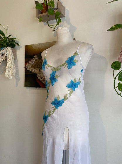 See through dress with floral details