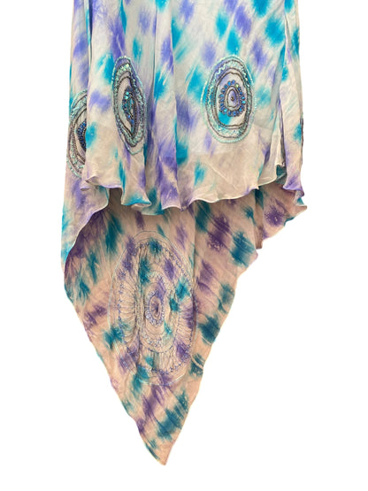 100% silk aftershock blue skirt