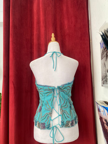 100% silk handbeaded lace up corset 🧜🏻‍♀️