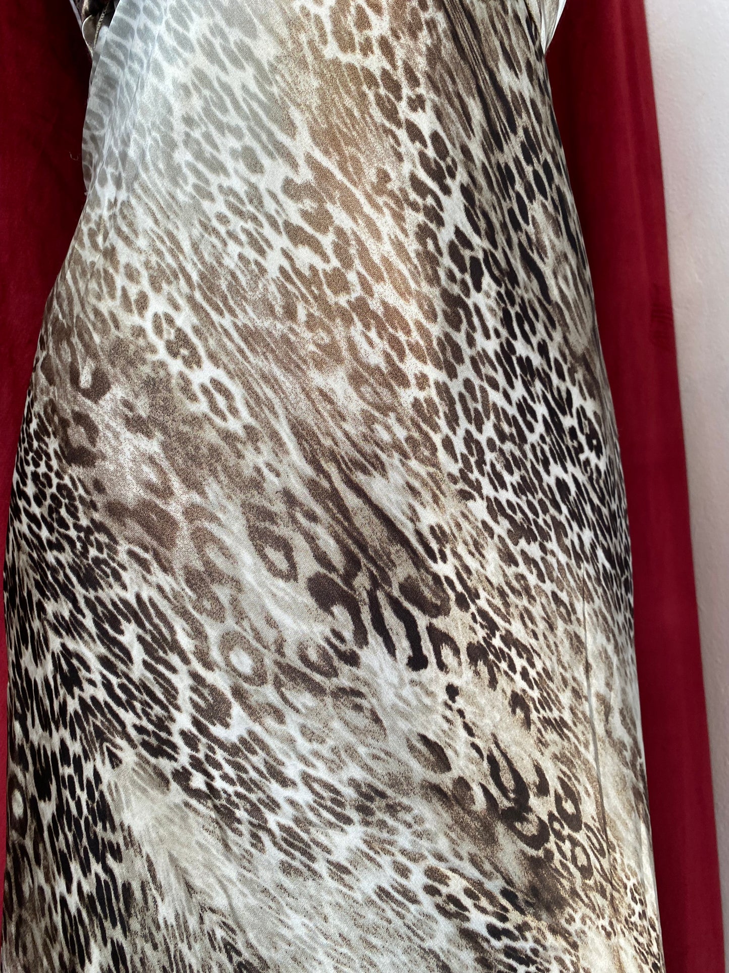 Leopard brand new floor length gown with open back