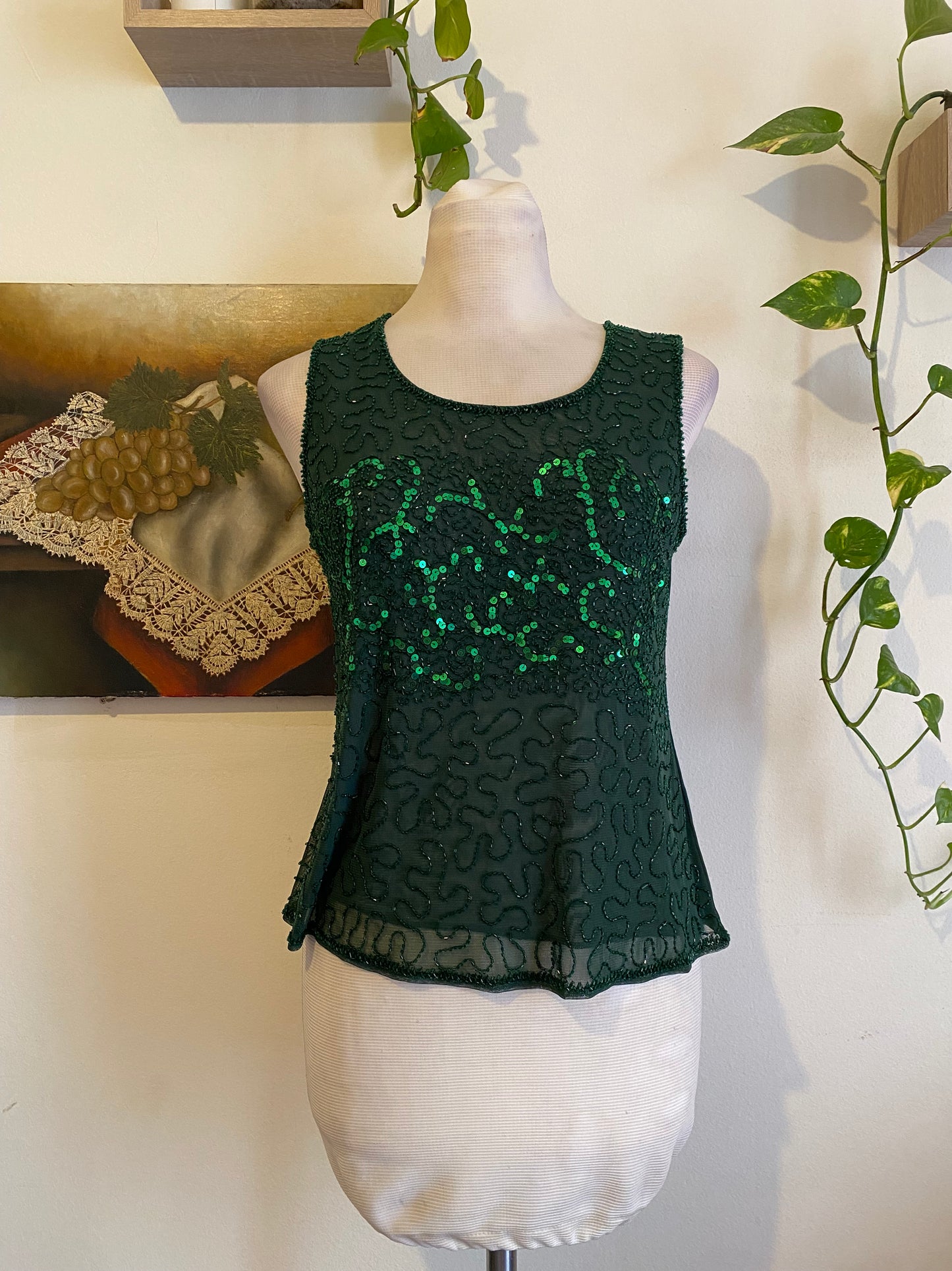 Brand new emerald 2 toned sequin top