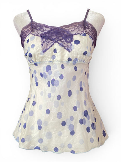 White polka dot top