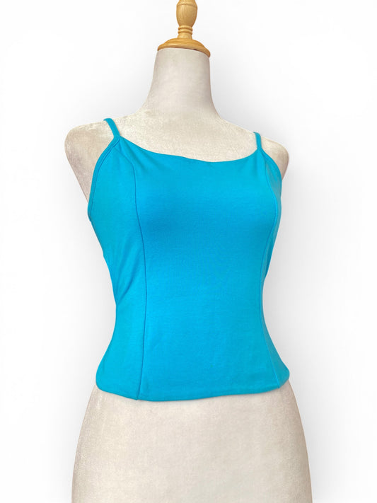 Baby blue open back top