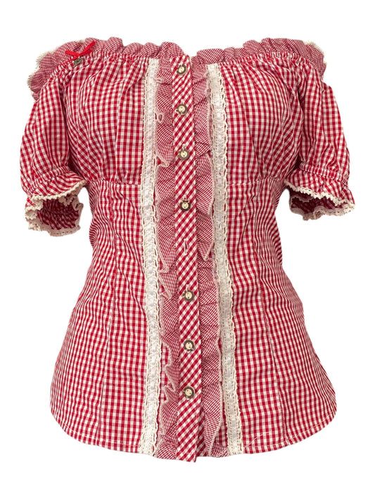 White and red cottage core top