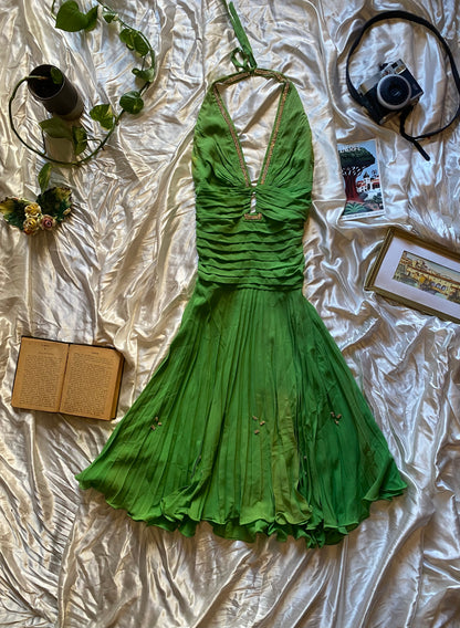 100% silk brand new haute couture two toned dress with sequin details