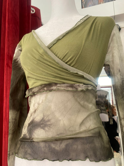 Brand new green top with sheer back