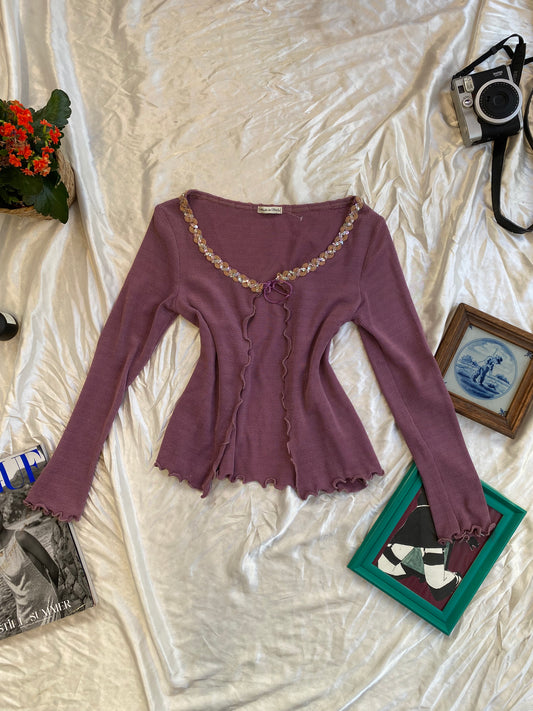 Lilac cardigan with sequin details
