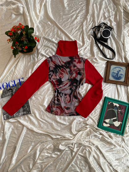 Brand new multicoloured turtleneck with red details